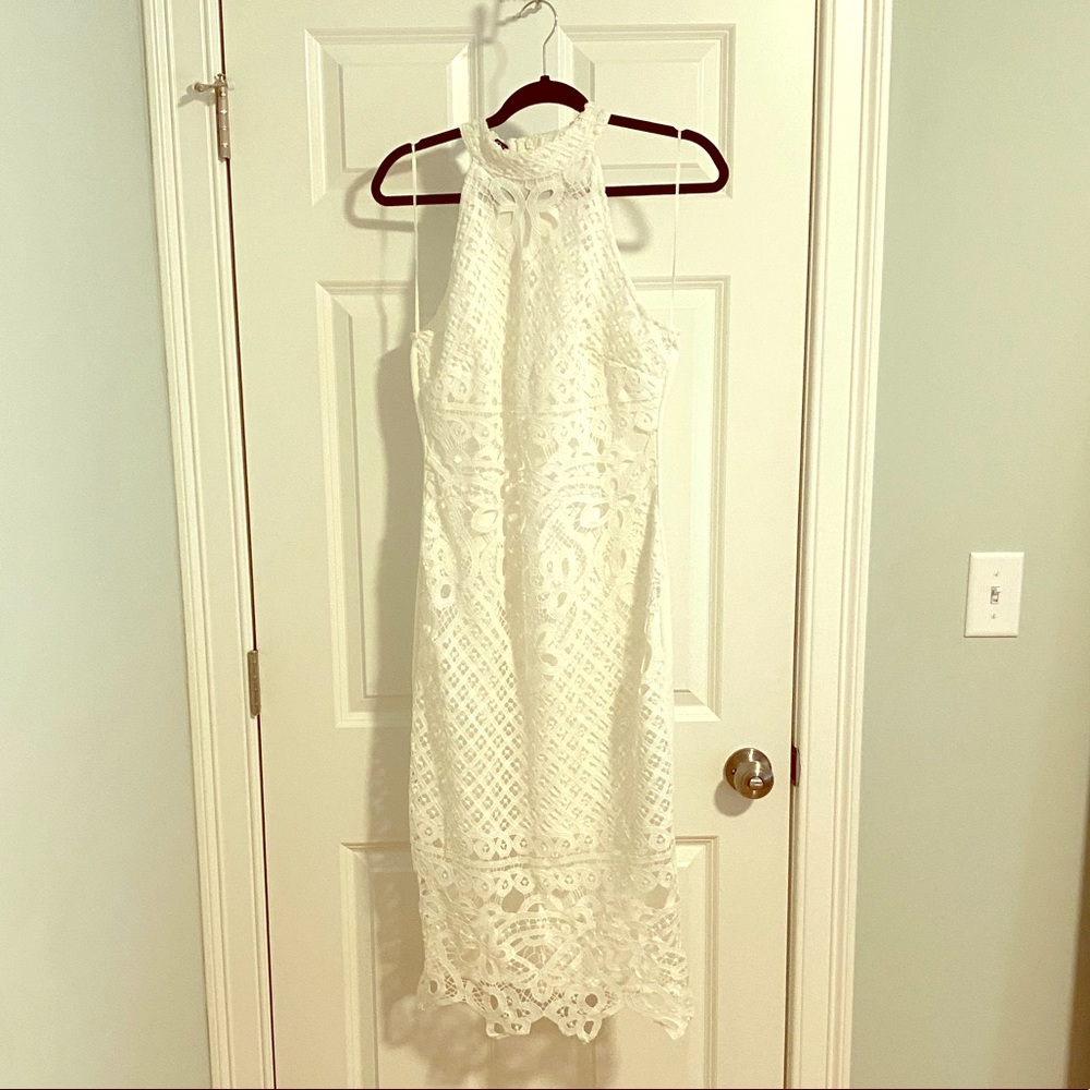 White lace midi dress